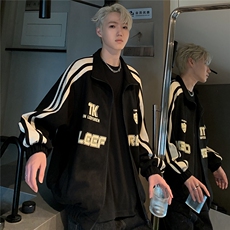 wassuphappy麂皮绒棒球服外套男春秋季潮流美式痞帅运动休闲夹克，男装夹克，电商C307