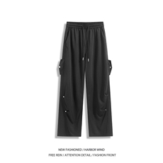 抖音品质潮流褶皱透气网眼冰丝宽松休闲裤B315-K25407-特p35控68，男装休闲裤，电商B315