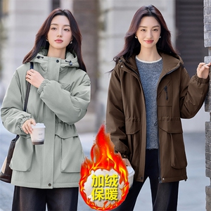 现货秒发2025冬装新款加厚中长款保暖派克服外套修身棉衣棉服图片