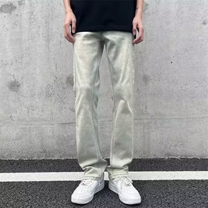 新款牛仔裤男春秋季美式复古宽松阔腿直筒裤潮牌潮流高街裤子图片