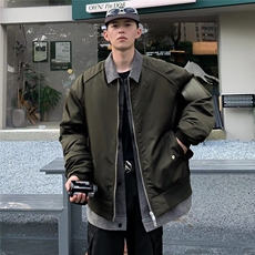 小众拼接设计感翻领棉服外套男宽松冬季加厚pu飞行棒球服J8212，男装夹克，星座1116A-1（原606A）