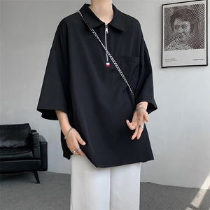 10050-特p25 控48 高克重冰丝面料新款T恤港风大码男装垂感佳图片