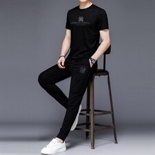 2023年夏款潮流休闲时尚男士运动短袖套装P135，男装休闲套装，电商D223-1