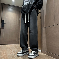 港风秋冬重工绣花华棉拖地裤宽松休闲长裤男K23315-P55，男装休闲裤，星座717