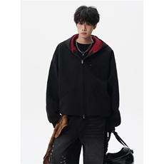 8XL-M美式复古撞色连帽水洗夹克男高级感做旧情侣外套JK1327P88，男装夹克，电商D206-1