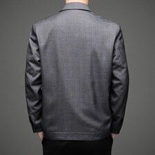 高品质新款中老年薄款羊毛呢夹克衫翻领含羊毛男士休闲外套爸爸装,男装夹克,钱塘723