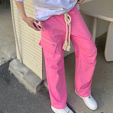 拉绳学生美式高街复古夏季新款宽松阔腿休闲裤长裤裤子男，男装休闲裤，星座716-3