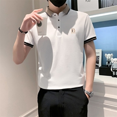 2023轻熟风夏季时尚刺绣短袖百搭翻领T恤拼色POLO衫男T2302-P45，男装T恤，电商A413