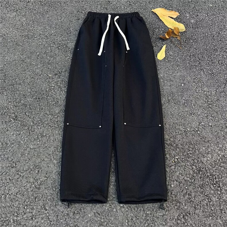 春秋新款男女美式街头简约个性纽扣设计宽松时尚百搭情侣款休闲裤,男装休闲裤,星座601-2