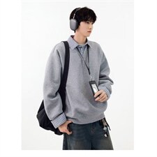 【XZ1112-1现货】卫衣假两件长袖衫翻领P46YW11，男装卫衣，星座1112-1