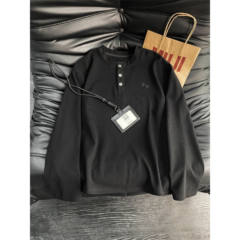 自家图高质量绣花装饰长袖T恤黑色白色M到3XLXZ212-QWT321-P47，男装T恤，星座212