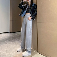灰色运动裤女秋冬2024新款宽松直筒美式卫裤宽松垂感阔腿直筒裤，男装休闲裤，星座506A
