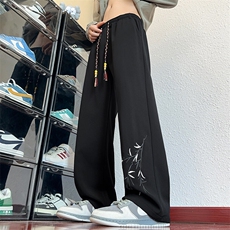 217-2-NK91-P35加绒P45新中式风刺绣加绒加厚直筒休闲裤男长裤，男装休闲裤，星座217-2