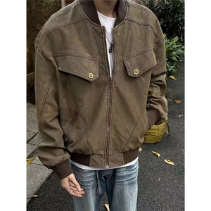 725-P582025春秋新款美式复古cleanfit工装夹克男女痞帅,男黑色衬衣搭配什么下装图片