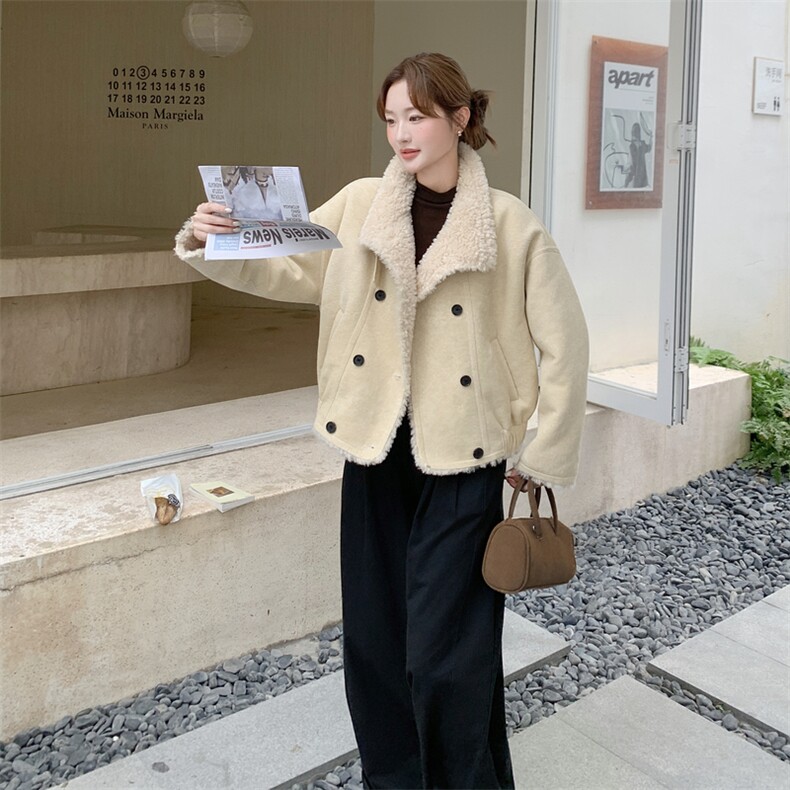 210-3290-P195-288皮毛一体双排扣加厚2025年冬季,女装短外套,浙宝210（原浙宝191）