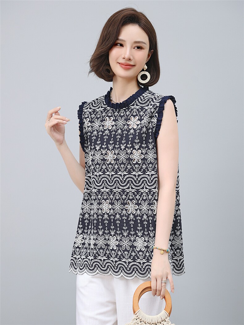 2025年夏季无袖上衣,女装T恤,小林双子