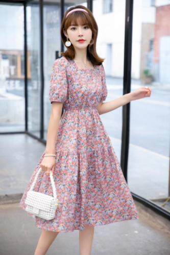 韩版碎花连衣裙，女装连衣裙，艾美欧歌