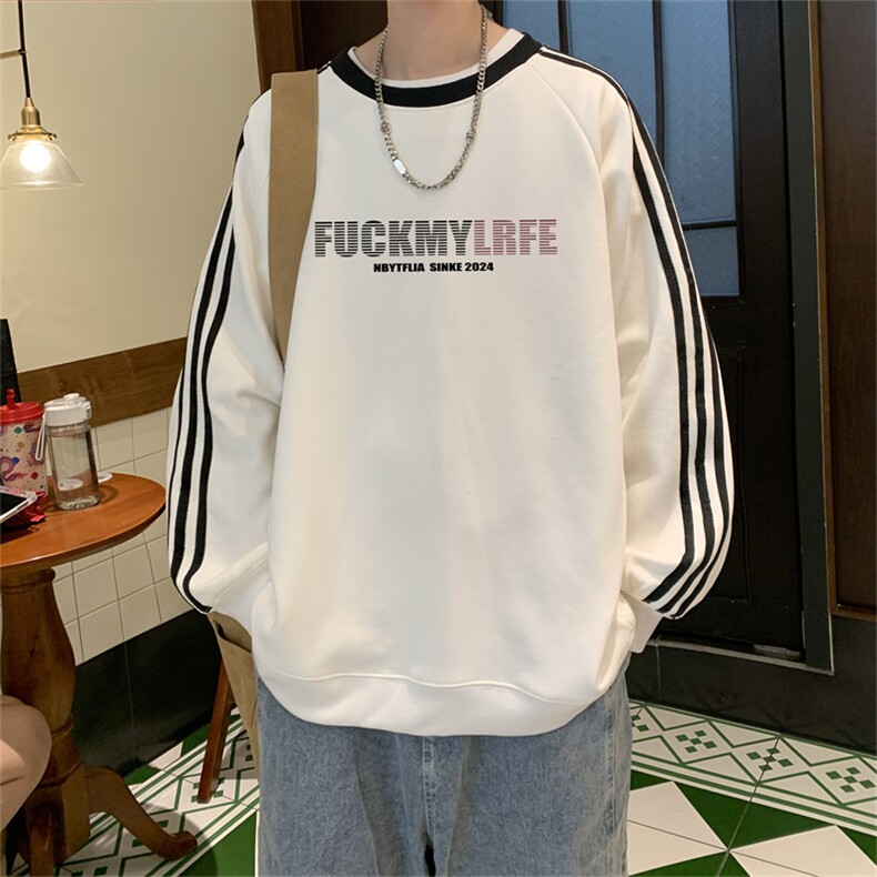 美式三杠条纹复圆领卫衣秋冬男女宽松长袖SW2468-P45控6850棉,男装卫衣,电商B370