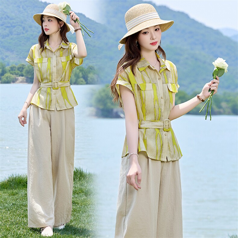 个性时尚潮流套装/套装短袖2025年夏季休闲宽松优雅，女装套装/套裙，伊航服饰