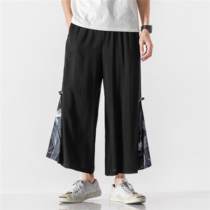 夏季 大码风棉麻宽松休闲改良盘扣汉服阔腿裤潮情侣 K110/P70图片