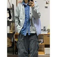 美式开衫纽扣V领卫衣潮春秋情侣宽松复古针织基础外套WYZ649P41，女装短外套，星座1013-5