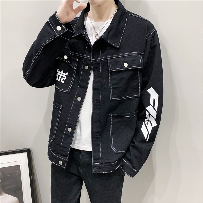JK923-P70-现货店主风牛仔夹克肥仔量足破洞印花大码，男装夹克，星座103A