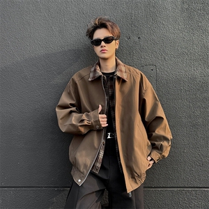 2025春季新款美式街头假两件拼接撞色夹克外套男生现货 W8535-P65图片