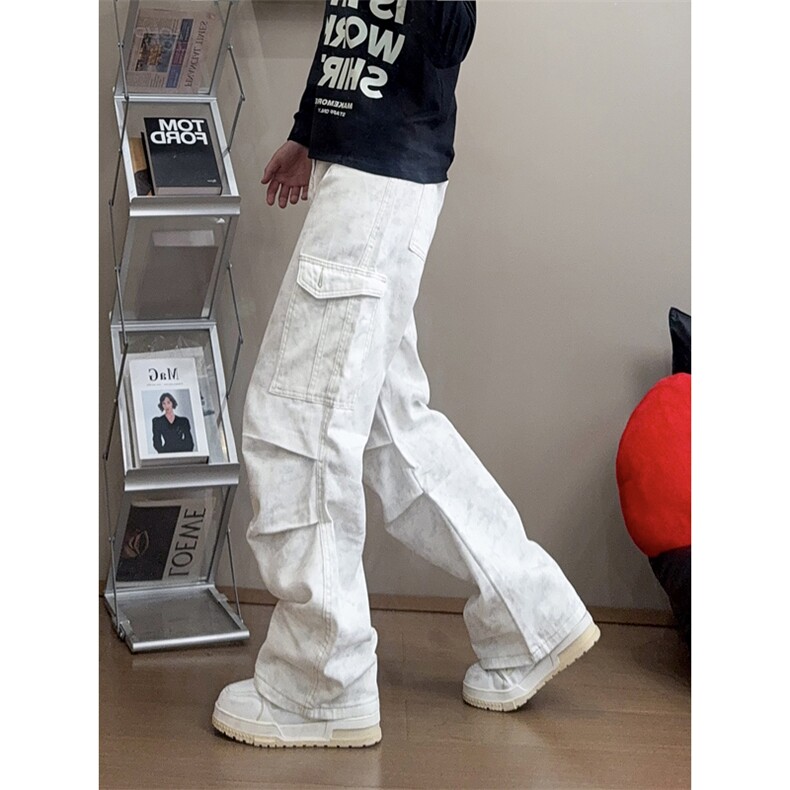 B221美式ins高街暗黑印花宽松工装牛仔裤LK24390-特P46控78，男装休闲裤，电商B221