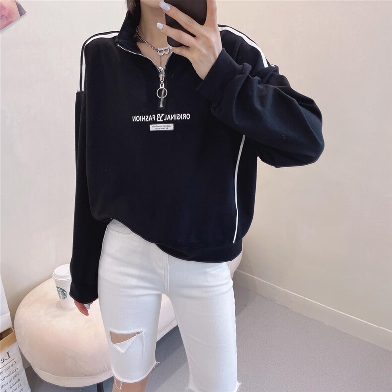 秋季立领长袖卫衣，女装卫衣/绒衫，薰衣坊