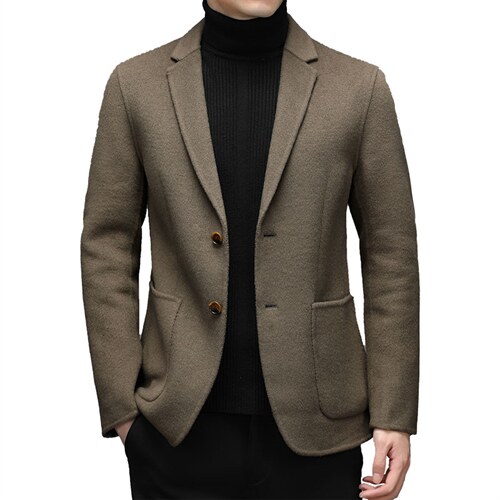 羊毛西服男冬季潮款休闲商务西服上衣中年男外套YLBX2120738-P315图片