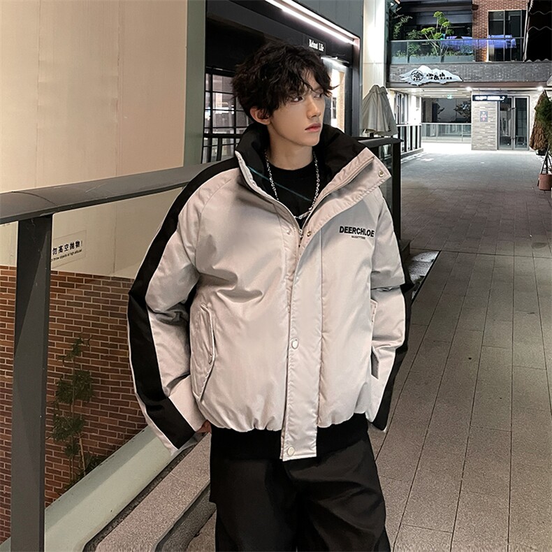 405A美式高街撞色短款棉服加厚立领面包服MY24919-P125控158,男装棉衣,星座405A