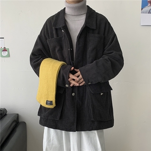 春季 港风男女复古灯芯绒夹克工装宽松都口袋外套中性风 H203/P85图片