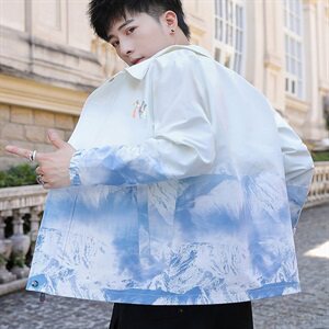 渐变夹克男秋季长袖2021新款修身潮流帅气休闲潮牌外套JK180-P45图片