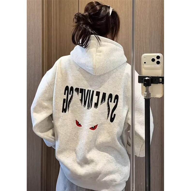 白花灰排扣连帽卫衣男女秋冬加绒加厚520g重磅硬挺外套W8318,女装短外套,星座1116A（原606A-3）