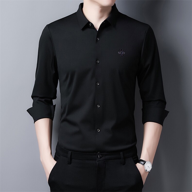 2023春季新款长袖商务polo衫中年男士翻领衬衫上衣XSL9116-P105,男装衬衫,电商B212（原钱塘6029）