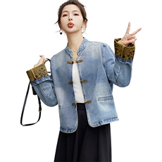 短款牛仔外套女春秋2024新款休闲新中式国风时尚减龄妈妈夹克上衣，女装短外套，丽影随形