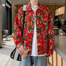 F270-P652024夏季新款潮流ins复古衬衫男潮长袖花衬衣现货，男装衬衫，星座512-6