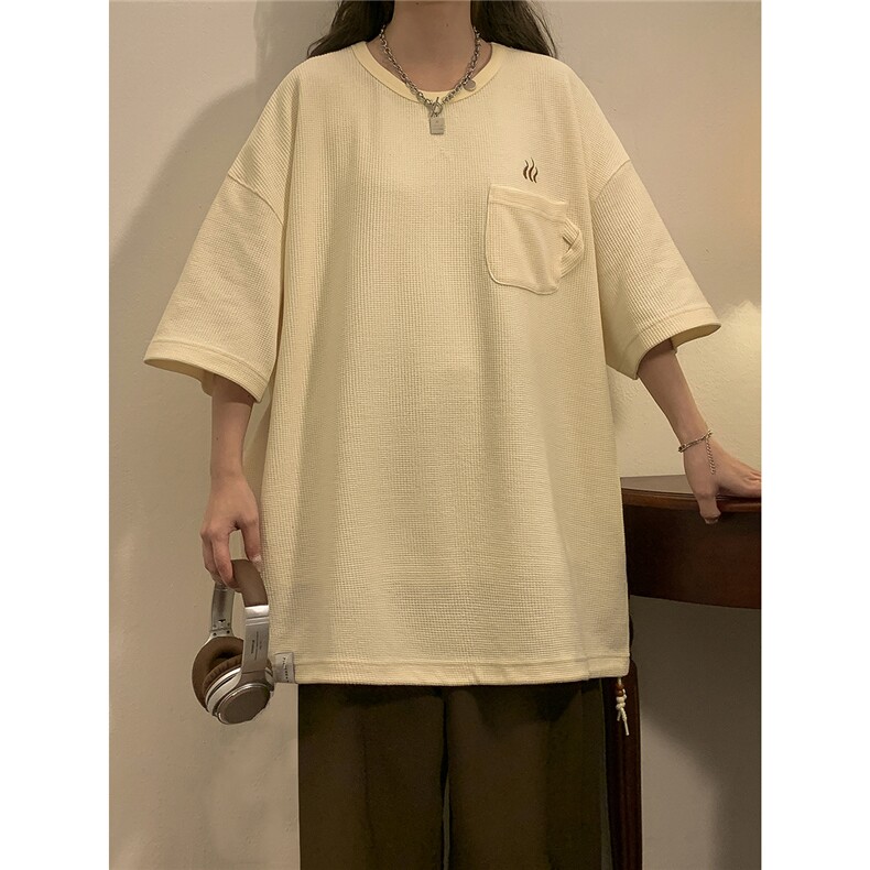中性风华夫格短袖T恤男大码泡茶设计刺绣T恤男DT8763P40控59,男装T恤,星座226-1