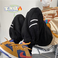2024冬季新款潮流羊羔绒保暖宽松束脚休闲裤B315-K23530-p65控88，男装休闲裤，电商B315