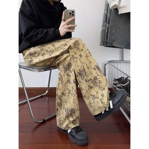 B221美式ins高街宽松直筒印花牛仔裤LK25458-特P45控78图片