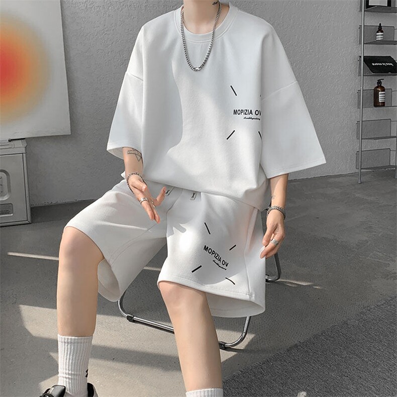 套装男夏季新款港风宽松短袖短裤一套运动装TZ911-P45，男装休闲套装，星座214-3