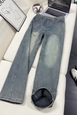 B221美式ins高街暗黑宽松直筒加绒牛仔裤LK25599-特P48控88，男装牛仔裤，电商B221