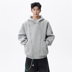 重磅420不规则连帽卫衣男宽松拉链长袖外套W023特P60，女装短外套，电商A073