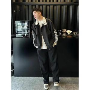 立领夹克男士春秋季美式休闲棒球服青少年运动撞色外套 JD78图片