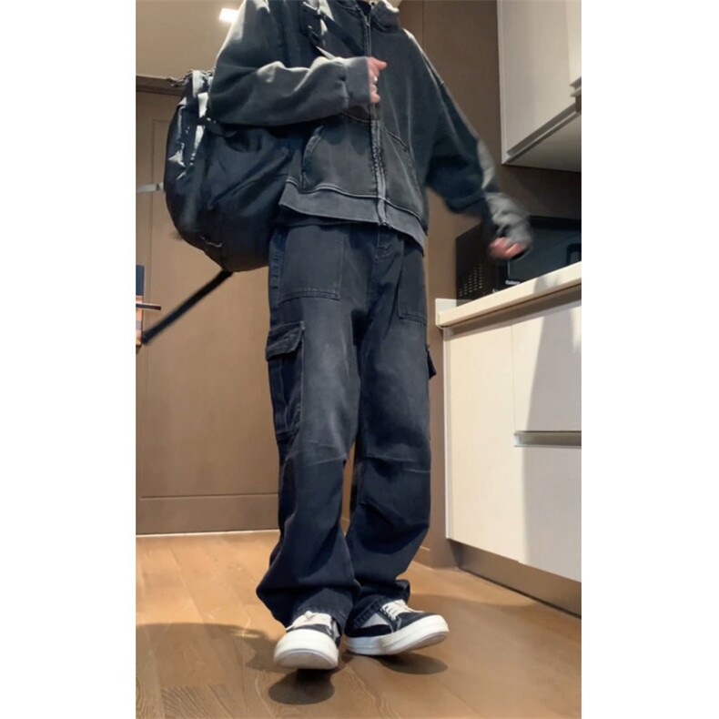 A408-1-23KG60415-P65-X89-M-3XL高街休闲多口袋牛仔裤（视频）,男装牛仔裤,电商A408