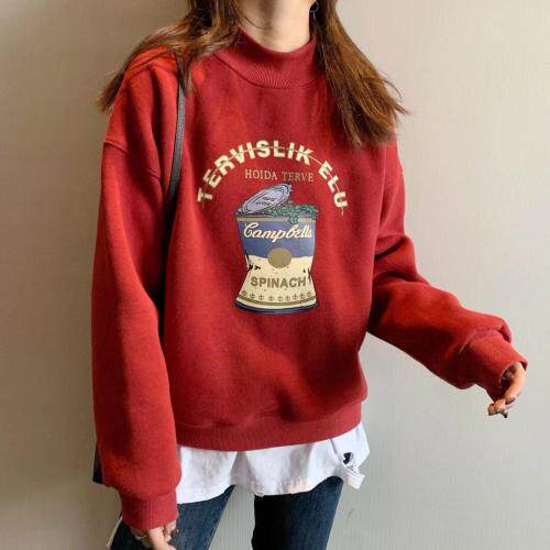 菠菜桶圆领时尚卫衣，女装卫衣/绒衫，简单小珍