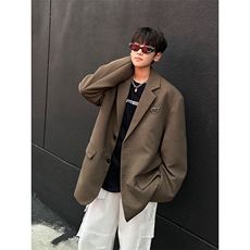 男士外套2026秋季宽松小众韩版百搭西装西服外套上衣HY665TP70，男装西服套装，电商A102B