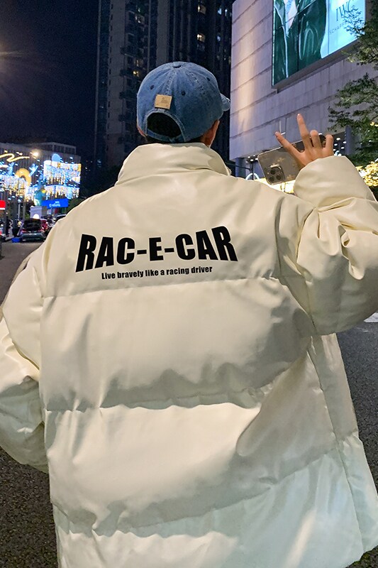 港风冬季新款棉衣男印花宽松PU皮立领面包服大码外套男MY626-P115,男装棉衣,星座505-3