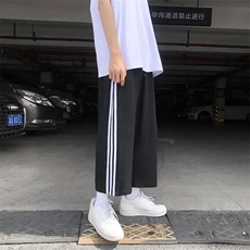 条纹裤子宽松束脚运动高腰卫裤直筒阔腿休闲裤A168-MYK60-TP30，男装休闲裤，电商A168