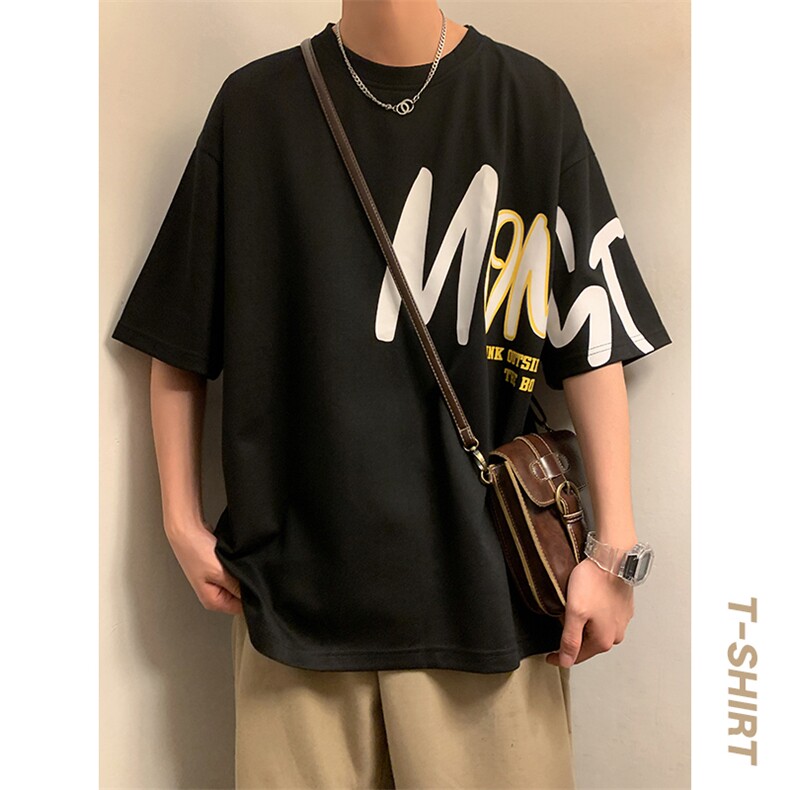 短袖男港风暖光夏季休闲百搭字母圆领T恤男上衣TC3133-P25,男装T恤,星座717